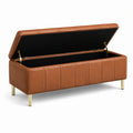 Sitzbank mit Stauraum 120×45×48 cm Kunstleder Braun mit Klappdeckel