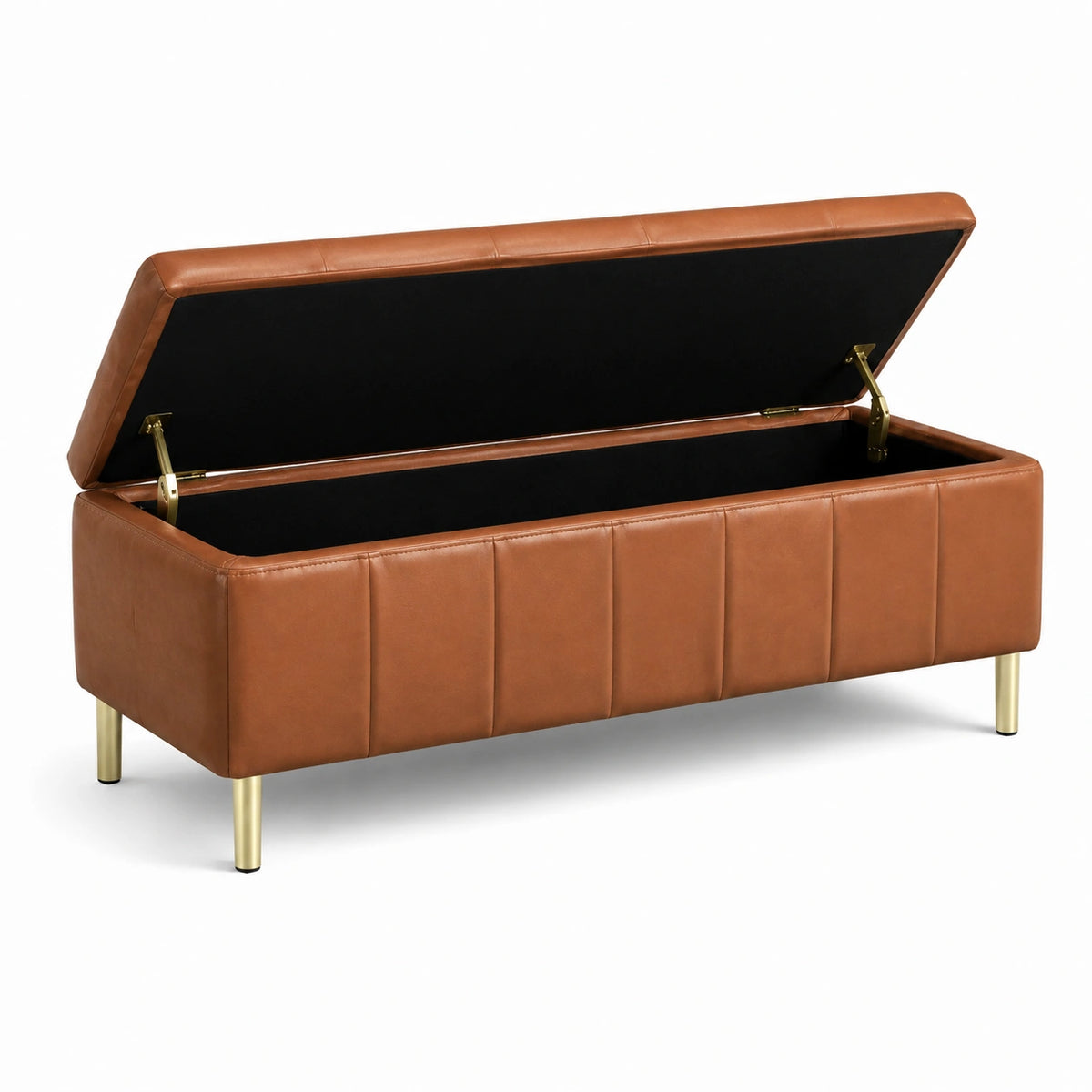 Sitzbank mit Stauraum 120×45×48 cm Kunstleder Braun mit Klappdeckel