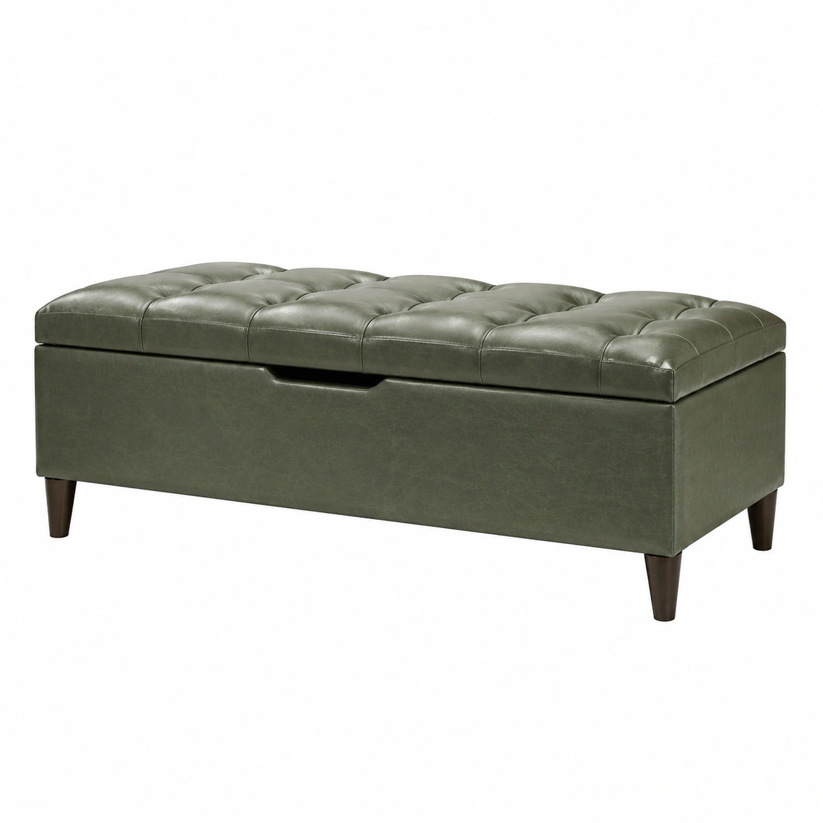 Aufbewahrungsbank 120×45×48 cm Kunstleder Olivgrün mit gepolsterter Sitzfläche