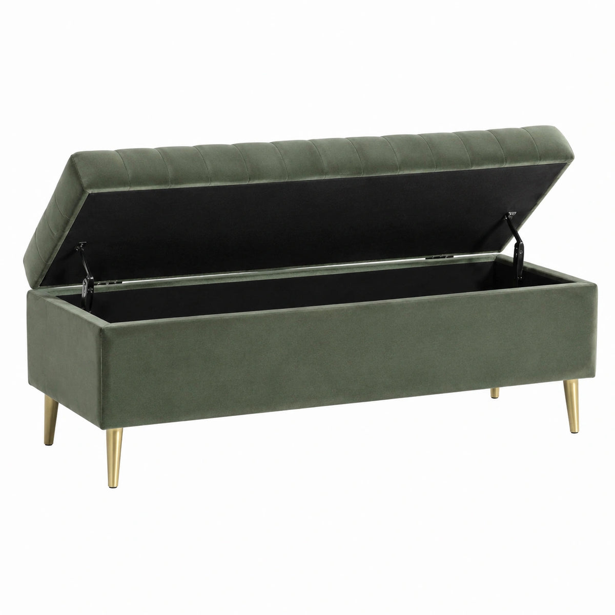 Aufbewahrungsbank 120×45×45 cm Samt Grün mit Stauraum und Klappdeckel