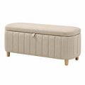 Sitzbank mit Stauraum 100 x 40 x 45 cm Beige Stoff gepolstert geriffeltes Design