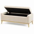Sitzbank 126×52×76 cm Bouclé Creme mit Stauraum und Armlehnen