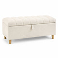 Sitzbank mit Stauraum 110 x 45 x 48 cm Bouclé Creme gepolstert