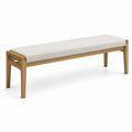 Sitzbank 120×40×46 cm aus Holz mit Stoffpolsterung in Naturbeige - skandinavisch