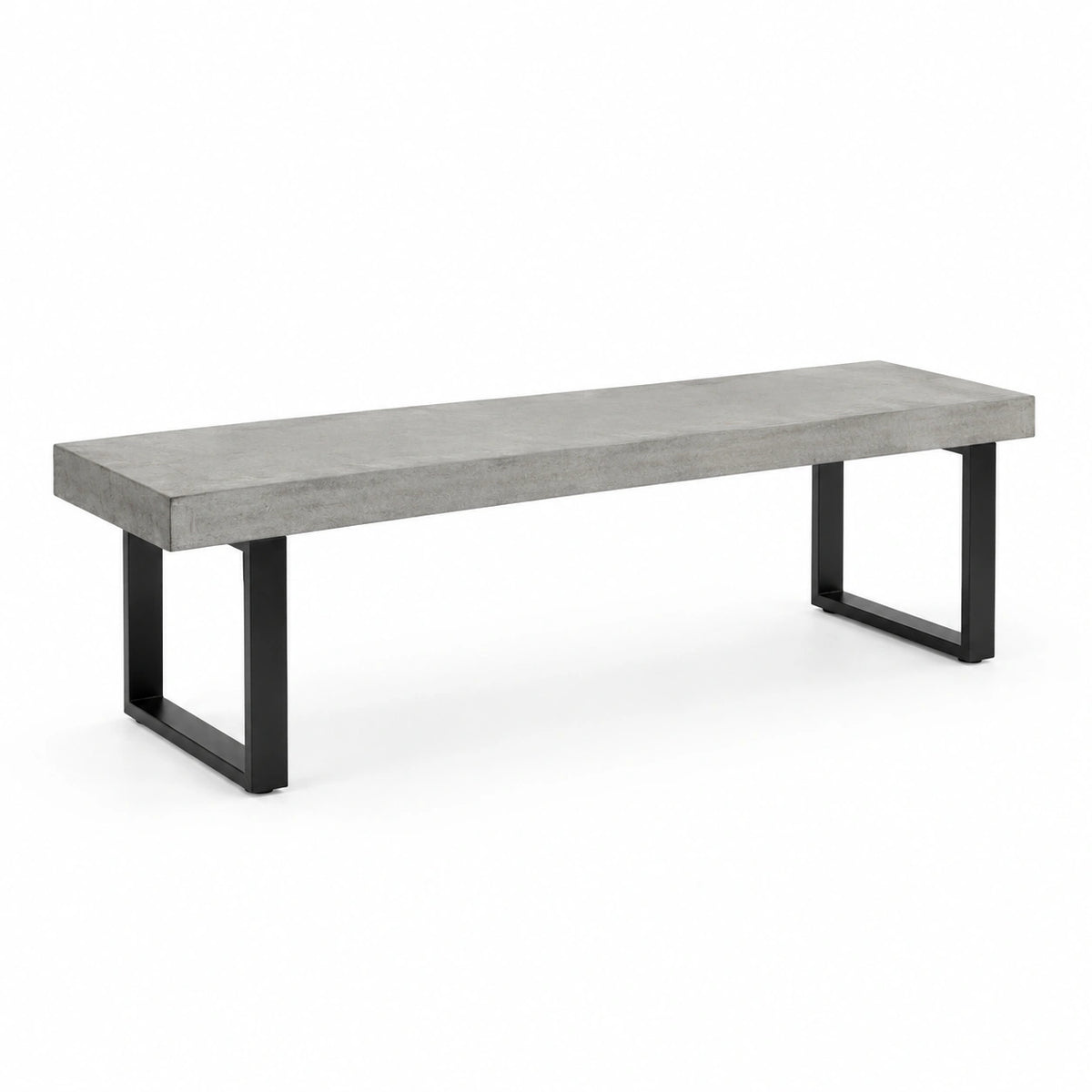 Sitzbank 160×40×45 cm in Betonoptik Grau mit Stahlgestell Schwarz - Industrial