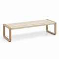 Sitzbank 120 x 40 x 45 cm Holz Natur Creme mit geflochtener Sitzfläche