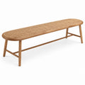 Sitzbank 120×40×45 cm aus Holz und Rattan in Natur - geflochtene Sitzfläche