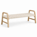 Sitzbank 120 × 45 × 65 cm Holz Natur mit gewebter Sitzfläche im skandinavischen Stil