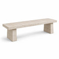 Sitzbank 180×40×45cm aus Travertin Beige mit gerillter Sitzfläche