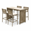 Gartenbar-Set 140 x 70 x 105 cm mit Metall und Geflecht in Taupe Beige für Terrasse