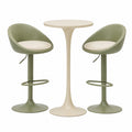 3-teiliges Bartisch-Set 60×105 cm aus Metall in Grün und Cremeweiß mit höhenverstellbaren Barhockern
