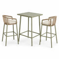 Bar-Set 80×80×105 cm Metall Geflecht Olivgrün-Beige für Außenbereich