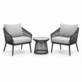 Gartenmöbelset 2 Sessel 68×70×80 cm mit Beistelltisch Ø55×45 cm Kunststoffgeflecht Schwarz Hellgrau