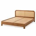 Bettgestell 160 × 200 cm Holz Braun Natur mit Rattangeflecht und Lattenrost
