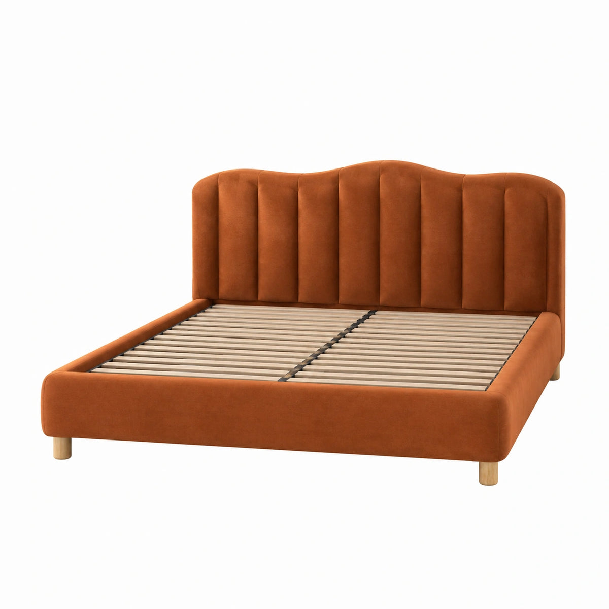 Polsterbett 160 x 200 cm Samt Terrakotta mit Lattenrost Modern