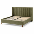 Polsterbett 160×200 cm Textil Olivgrün Doppelbett mit Lattenrost modern